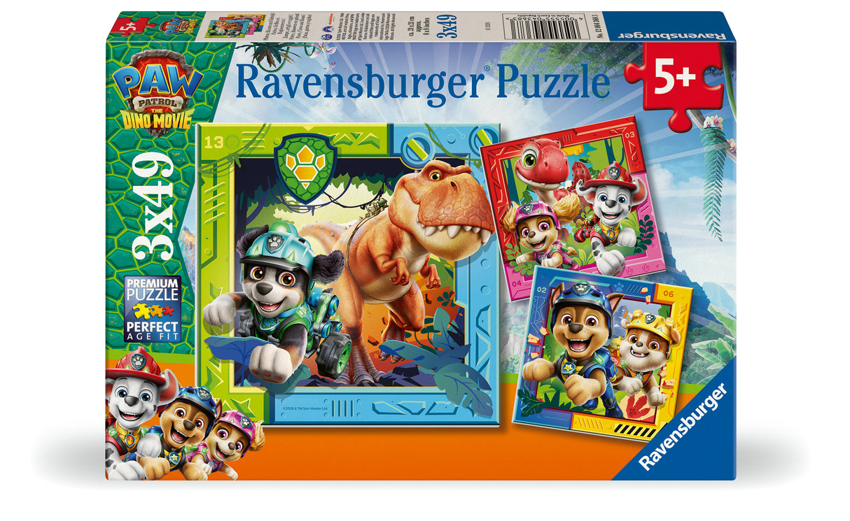 Ravensburger pusle 3x49 tk: Käpapatrulli film dinosaurustega 12004368V