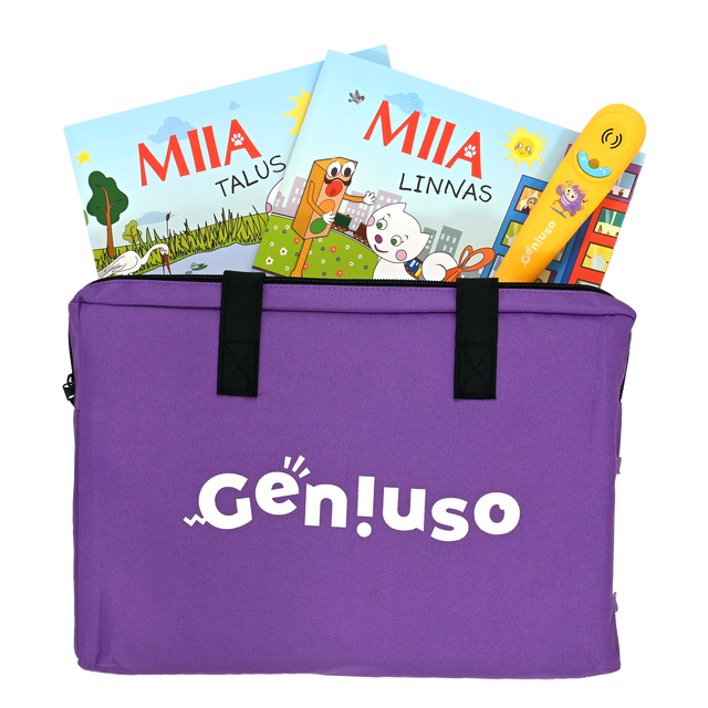 Geniuso MIIA põhikomplekt: pliiats, rääkivad raamatud "Talus" ja "Linnas" ning kandekott 634983G