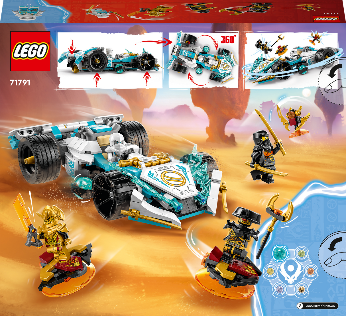 LEGO Ninjago Zane‘i jõudraakoni Spinjitzu võidusõiduauto 71791L