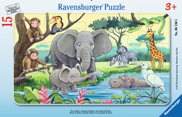 Ravensburger väike plaatpusle 15 tk Aafrikaloomad 061365V