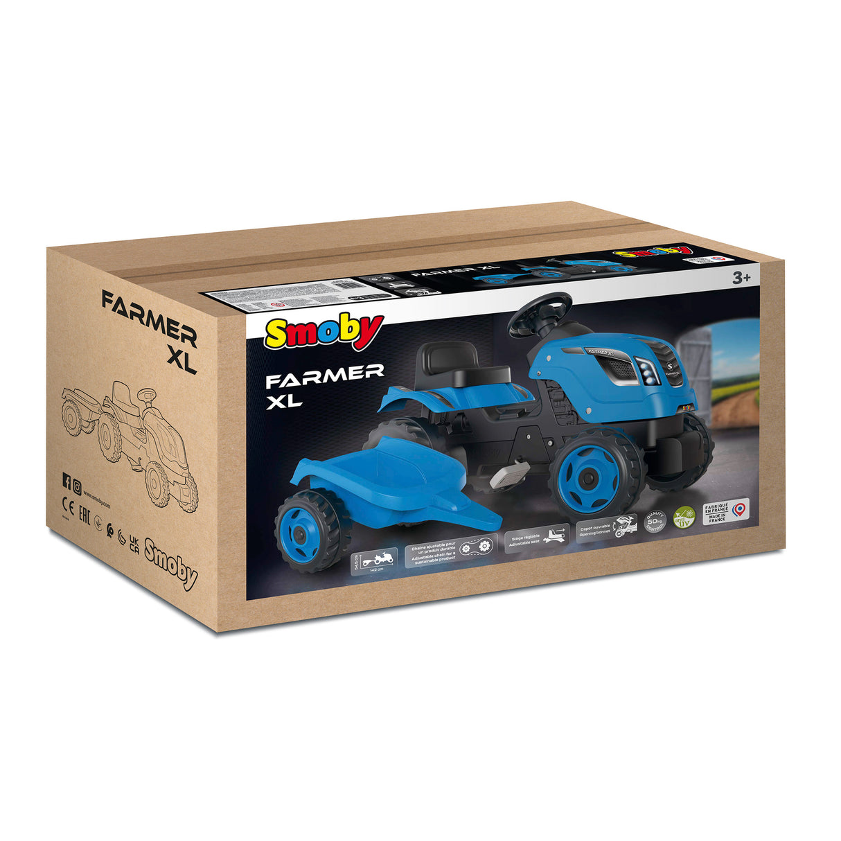 Smoby Traktor sinine Farmer XL käruga 710129S