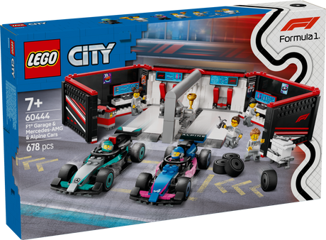 LEGO City F1 garaaž, Mercedes-AMG ja Alpine autod 60444L