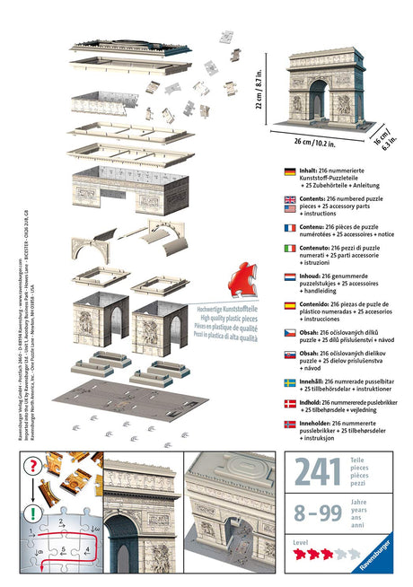 Ravensburger 3D pusle 216 tk Triumfikaar 125142V