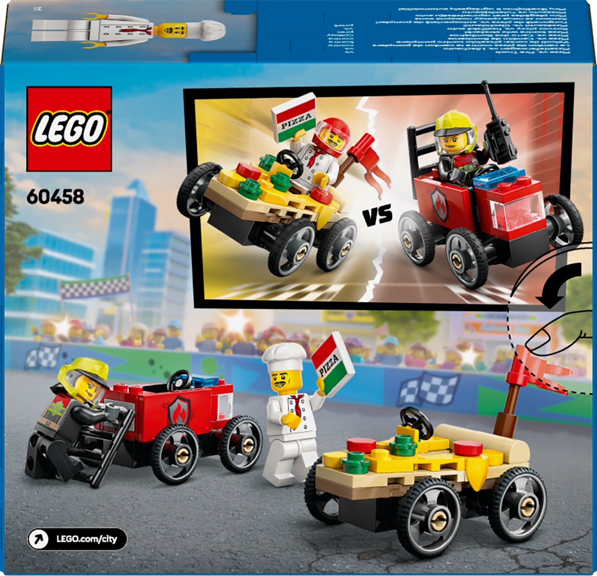 LEGO City Pitsaauto vs tuletõrjeauto võidusõiduautode komplekt 60458L