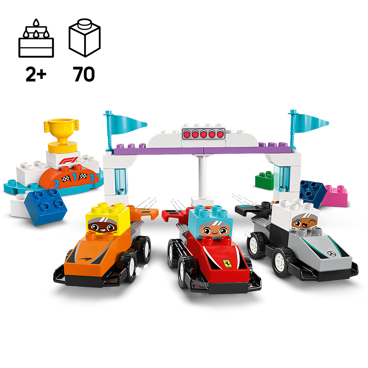 LEGO DUPLO F1 meeskonna võidusõiduautod ja sõitjad 10445L