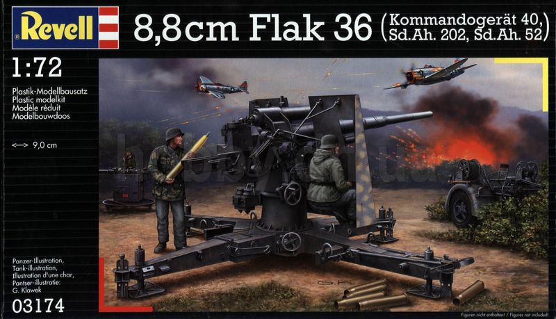 Revell liimitav mudel 8,8 cm Flak 36 & Sd.Ah.202  1:72 03174R