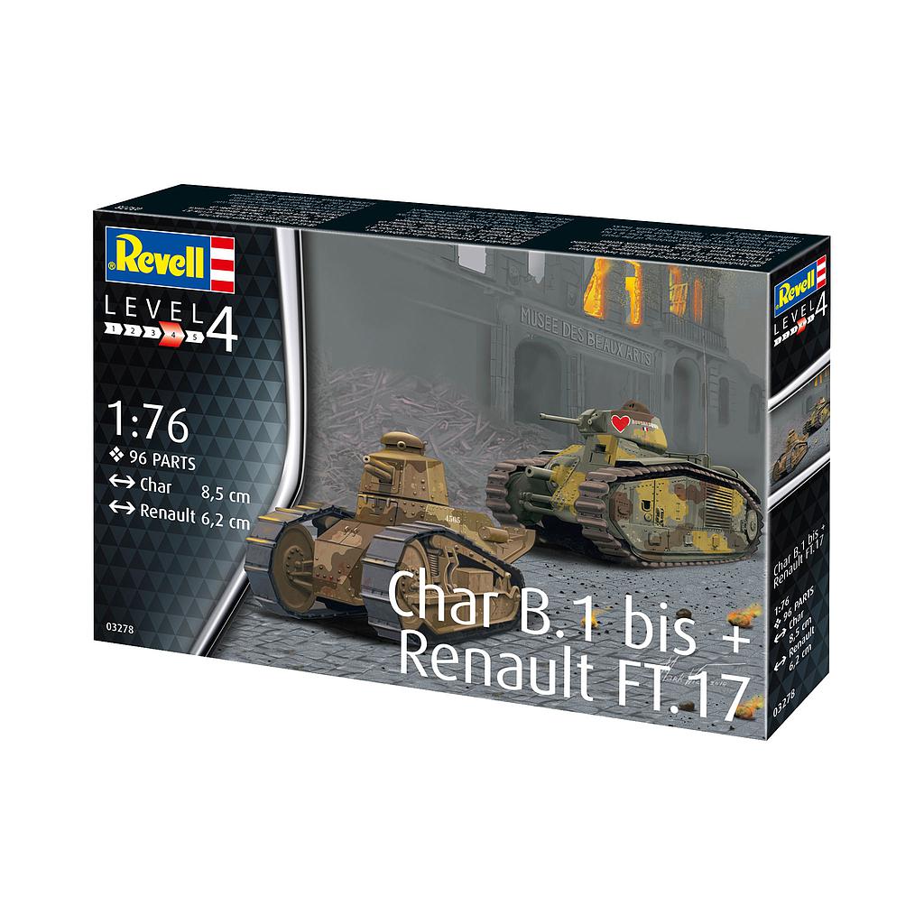 Revell liimitav mudel Char. B.1 bis & Renault FT.17 1:76 03278R